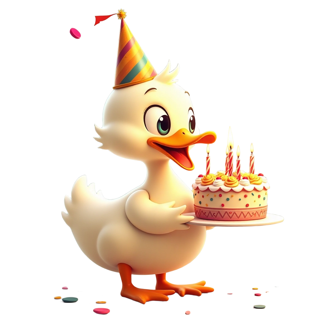 Birthday Duck with Cake